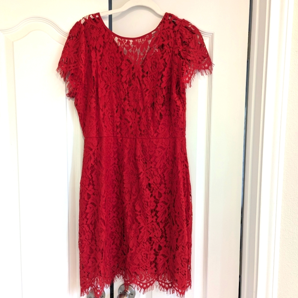 Andree red lace mini dress, size L